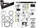 Senco SN60 O-ring replacement rebuild kit with exploded diagram and circular seal rings