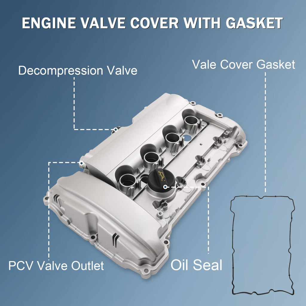 Engine valve cover with gasket outline and port openings, diagram view