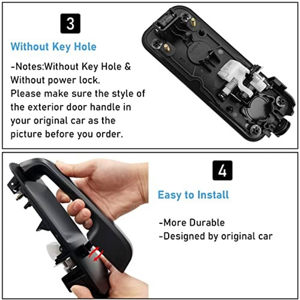Black exterior door handle replacement underside with mounting hardware