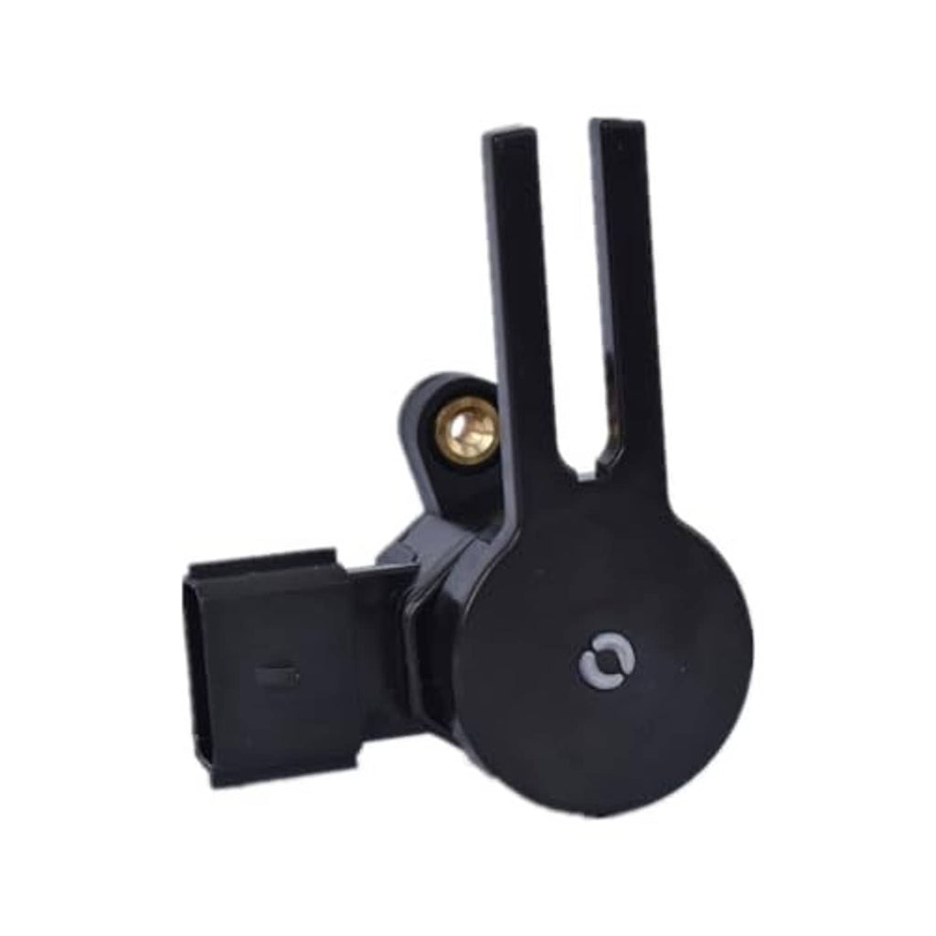 Brake pedal position sensor side view with two vertical tabs and black connector