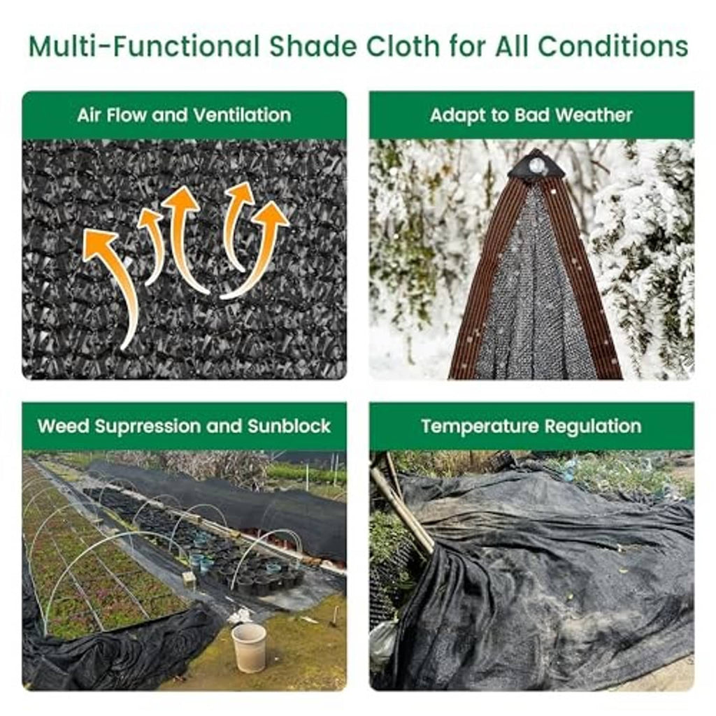 Black woven shade cloth with reinforced edges and grommets detail
