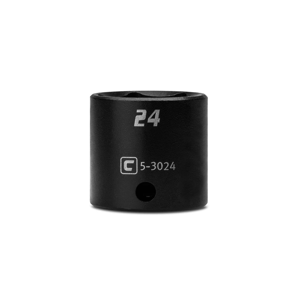 24 mm shallow impact socket, 3/8 in drive, black 6-point socket