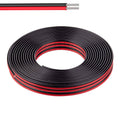 Coiled black PVC insulated wire with red edge stripes and exposed tinned ends