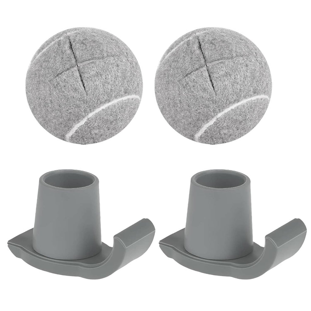 Grey felt walker ski glide pads with white center stripe, pair view