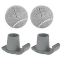 Grey felt walker ski glide pads with white center stripe, pair view