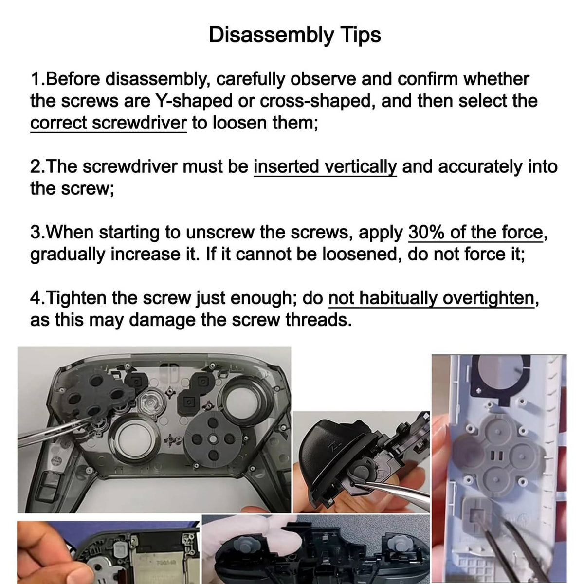 Screwdriver set for disassembly, featuring various tips and a controller shell