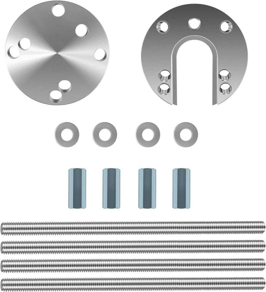 Boat prop puller tool parts set: plates, bushings, and threaded rods