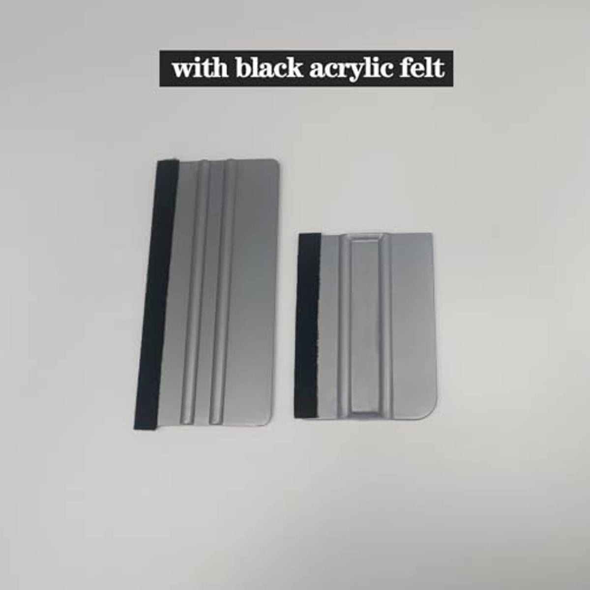 2-pack vinyl wrap squeegees with black acrylic felt, gray plastic tool heads