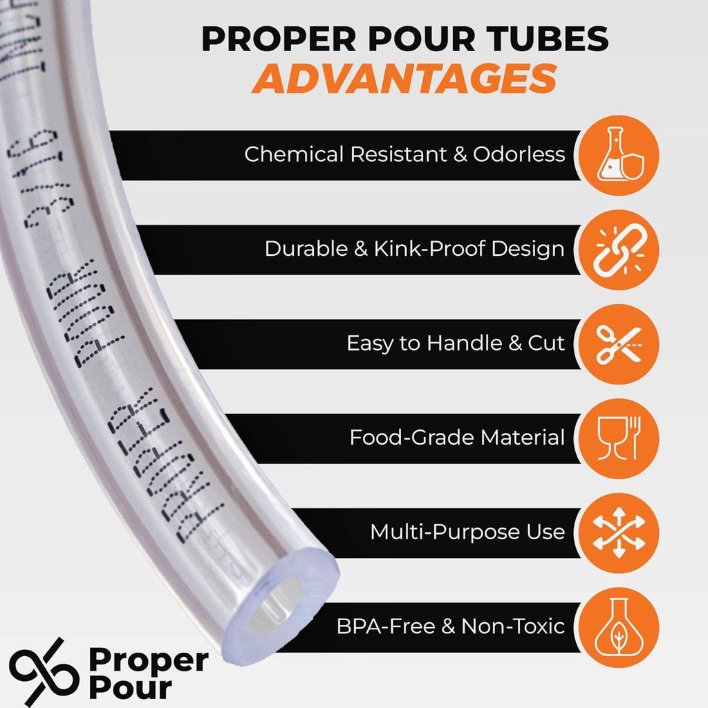Clear flexible vinyl tubing segment shown diagonally, open cut end visible