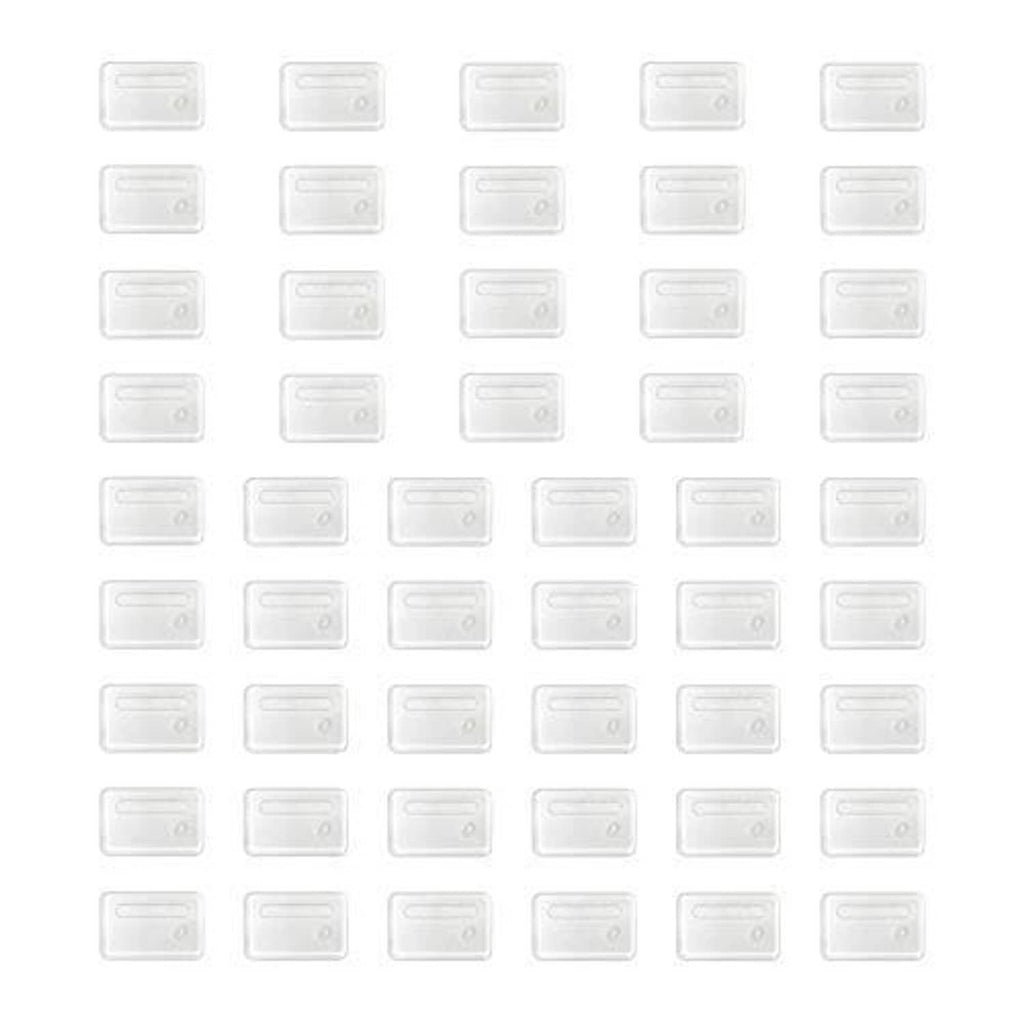 Set of small clear rectangular plastic display stands arranged in grid