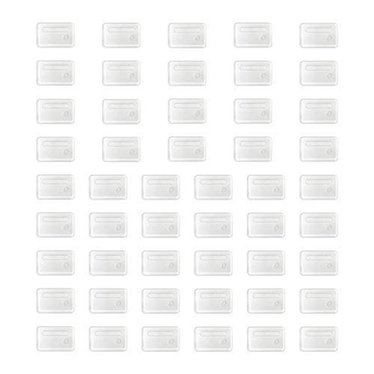 Set of small clear rectangular plastic display stands arranged in grid