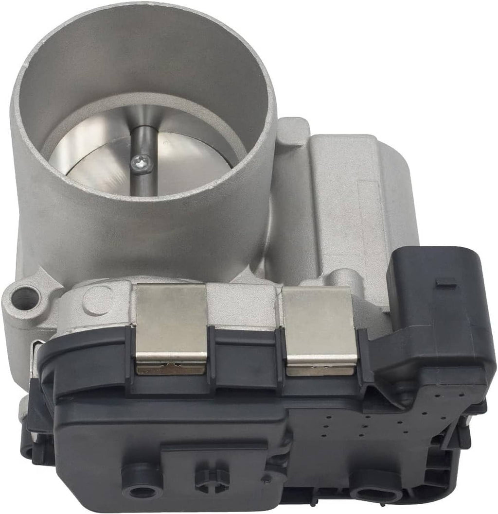 Electronic throttle body with open intake bore and attached sensor housing