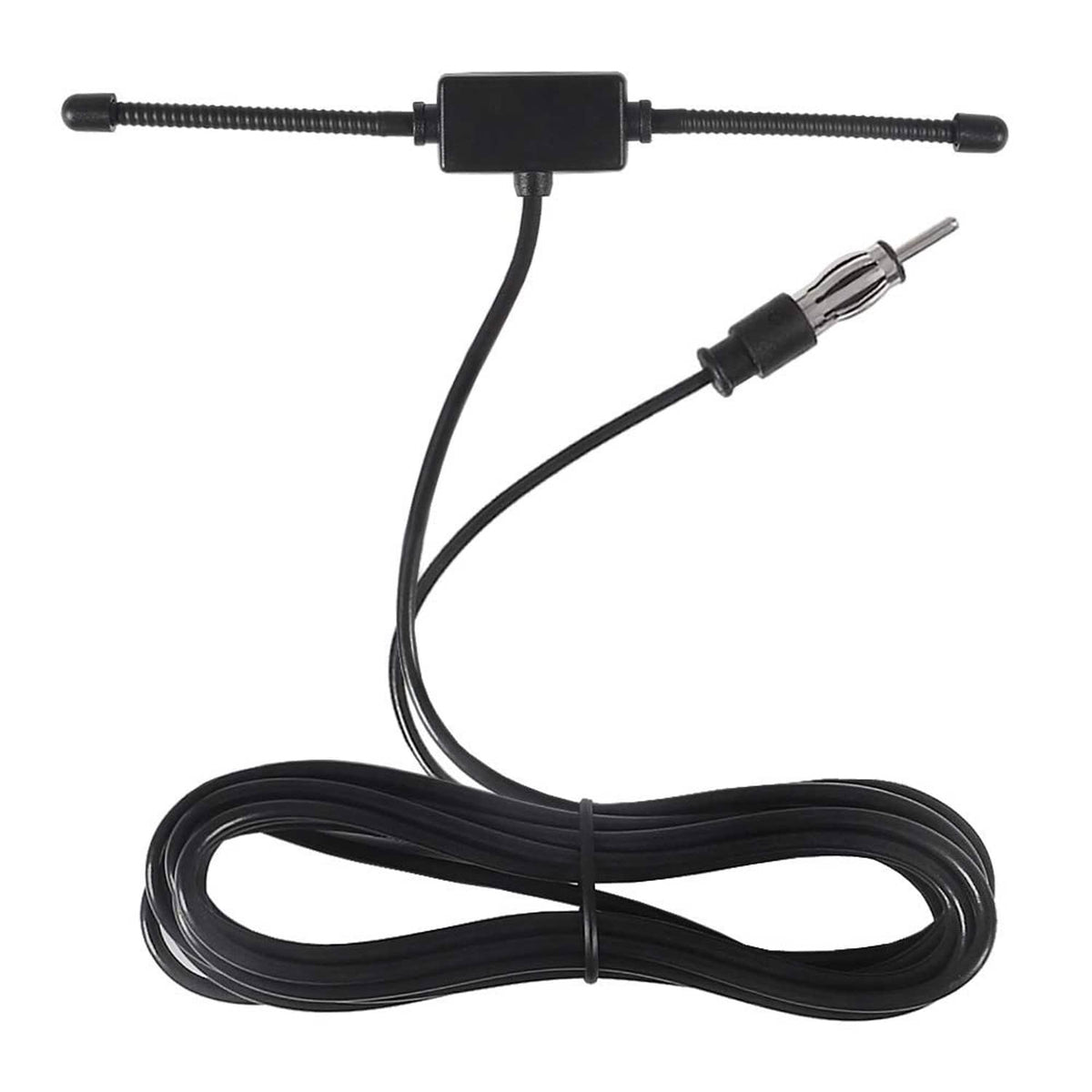 Universal AM/FM car stereo dipole antenna with adhesive mount and male connector
