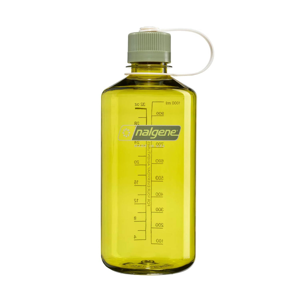 Nalgene 32 oz oil green narrow-mouth water bottle with loop carry handle
