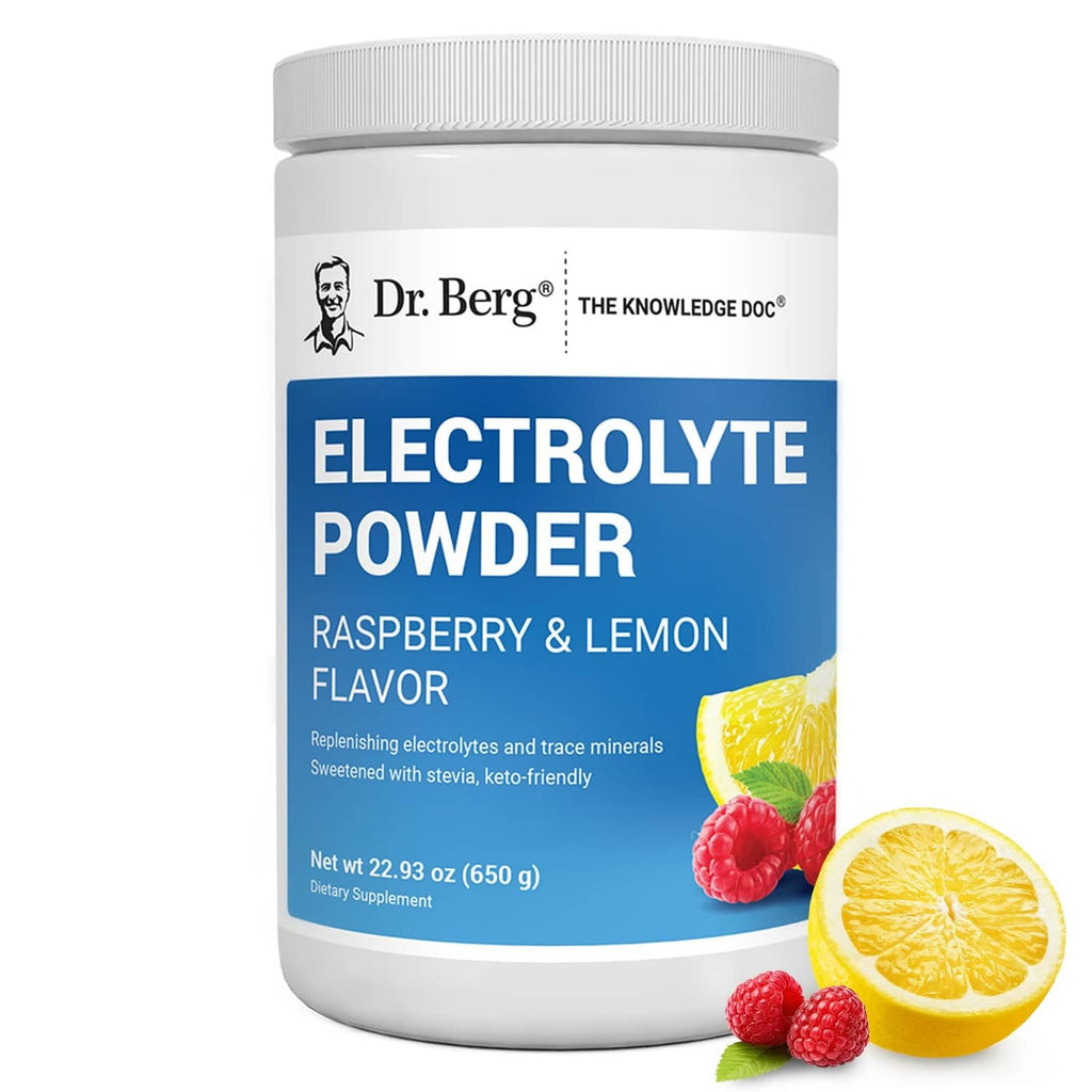 Electrolyte powder tub, raspberry & lemon flavor, sugar-free, white lid