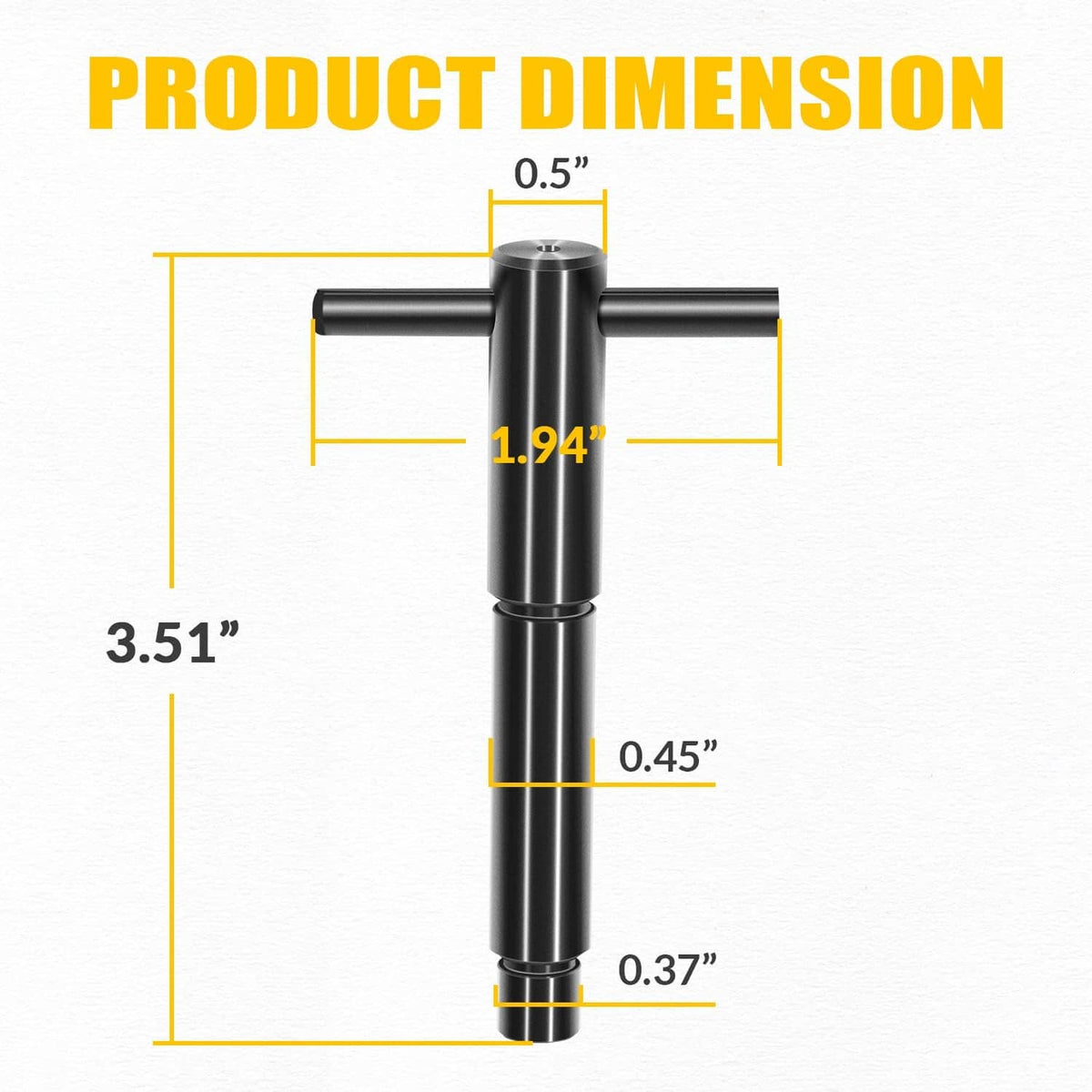 Injection pump timing pin dimensions diagram with labeled height and width