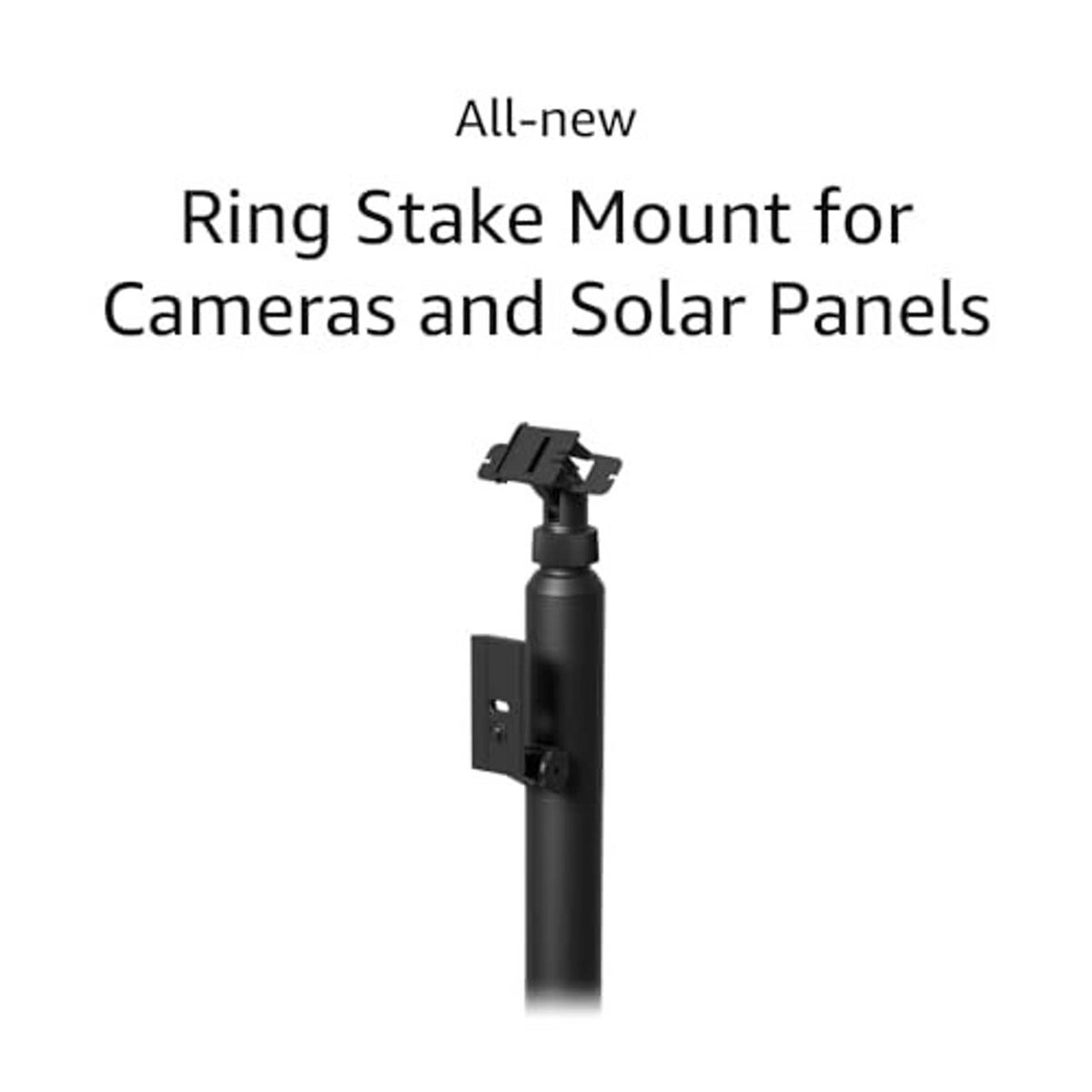 Black ring stake mount with adjustable top bracket for camera or panel