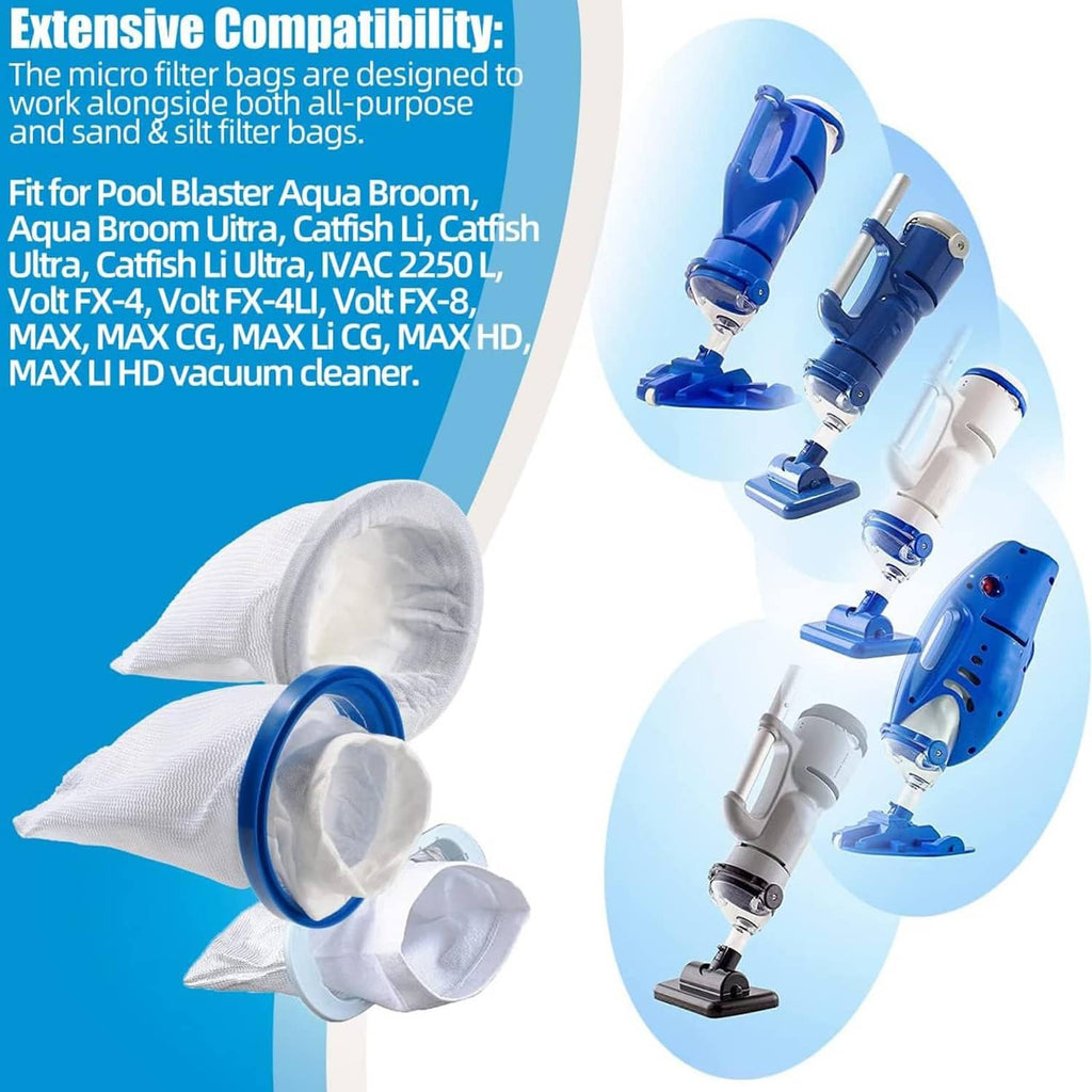 White micro filter mesh bag for pool cleaner, reusable filter pouch