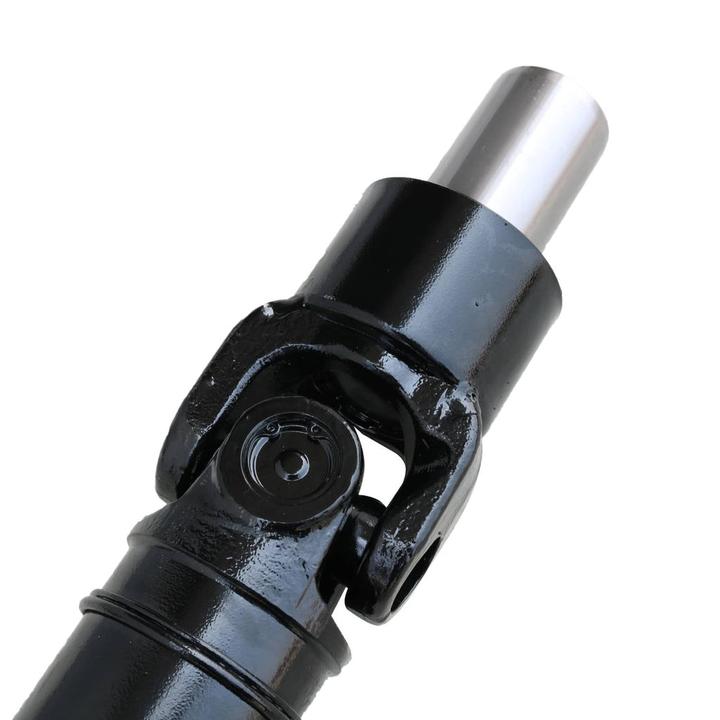 Rear drive shaft U-joint yoke with black housing and silver metal end