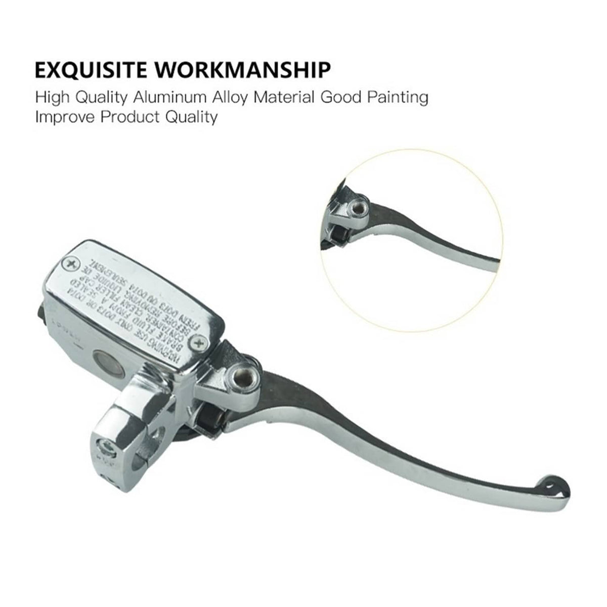 Chrome hydraulic brake master cylinder lever with black lever and silver clamp mount