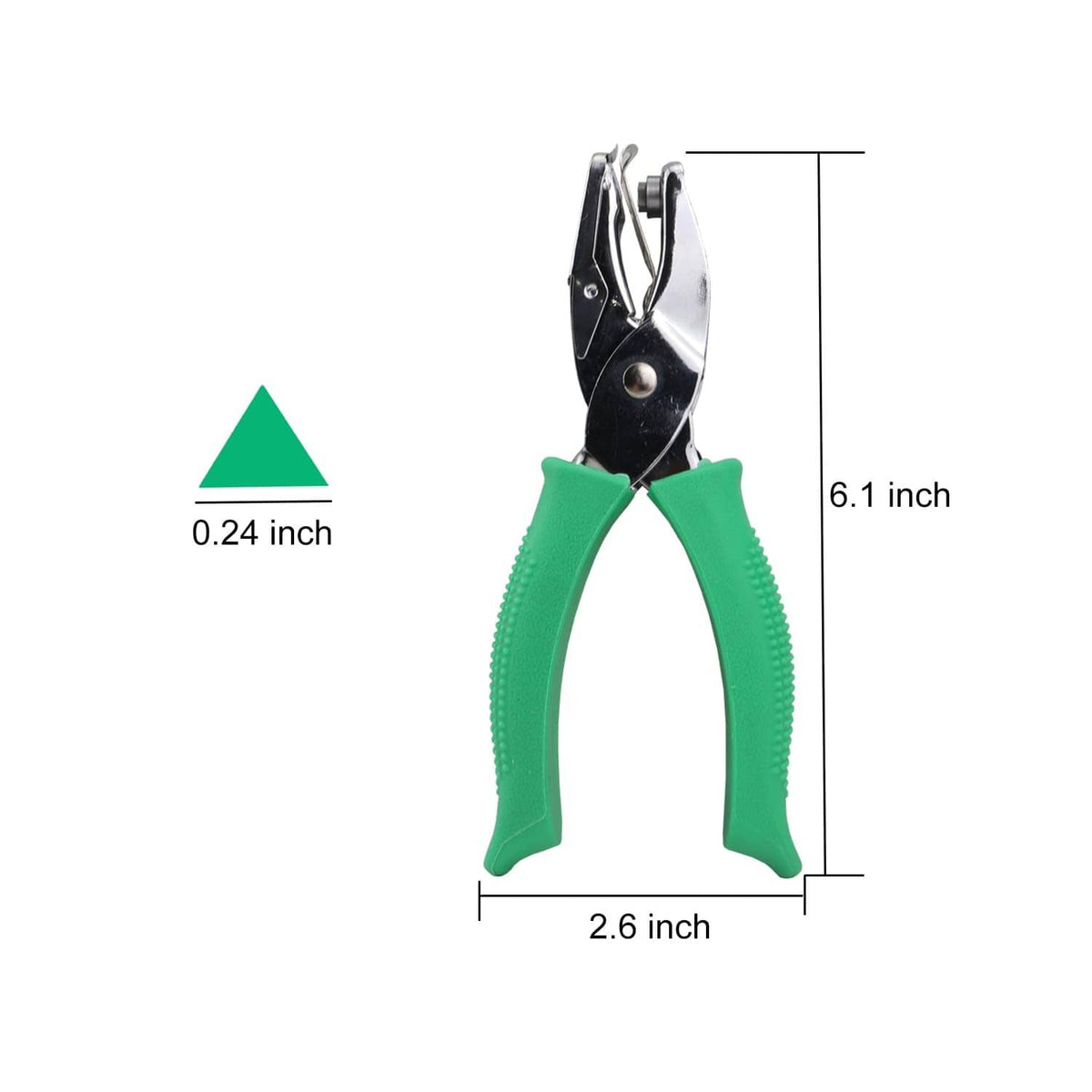 RivetOak 1/4 Inch Triangle Shape Hole Puncher, Handheld Single Green(Triangle Shape)