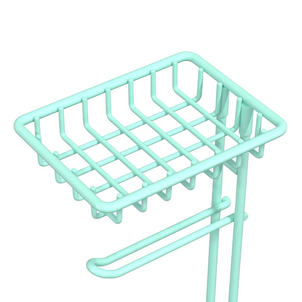 Mint top wire basket and side support bar for toilet paper roll holder stand