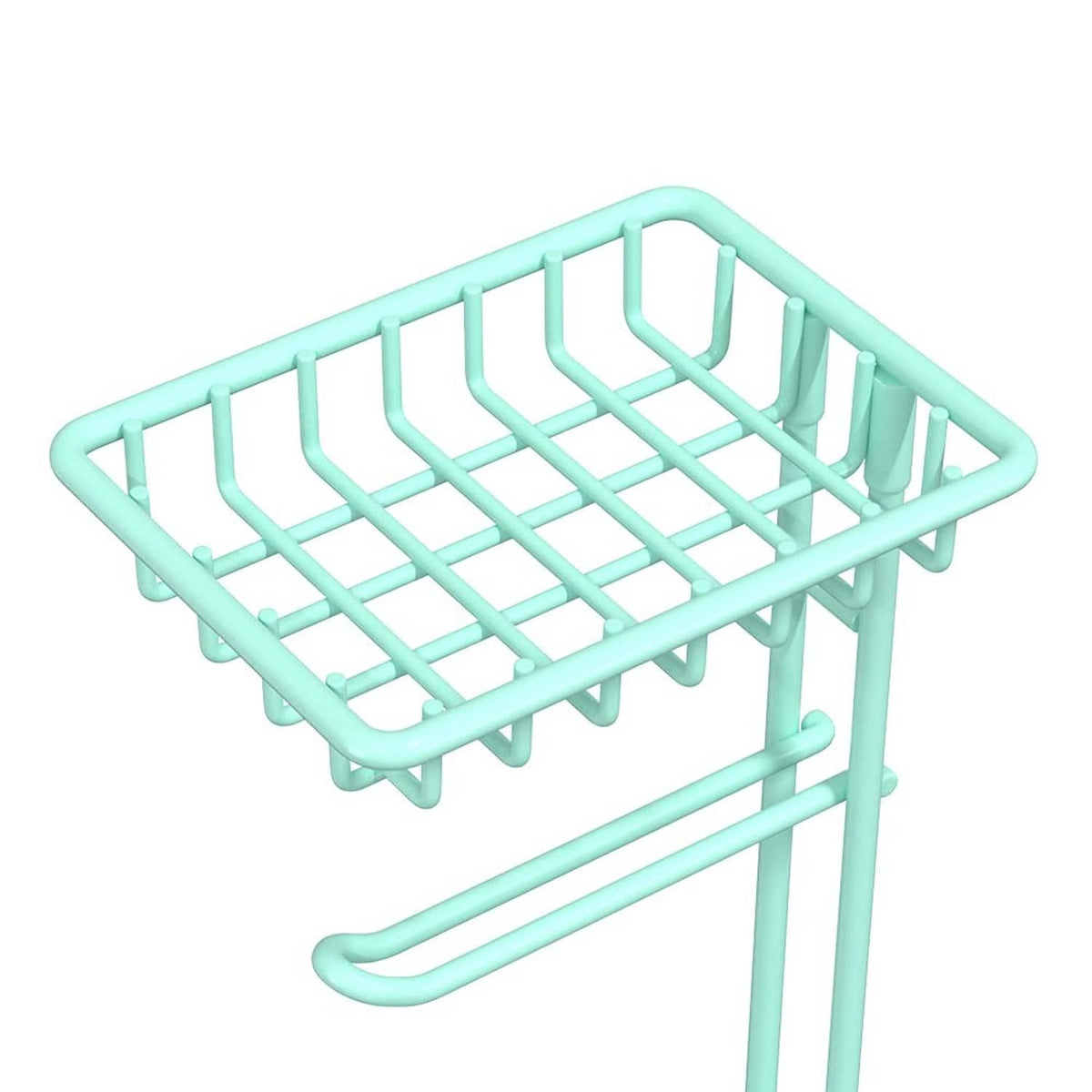 Mint top wire basket and side support bar for toilet paper roll holder stand