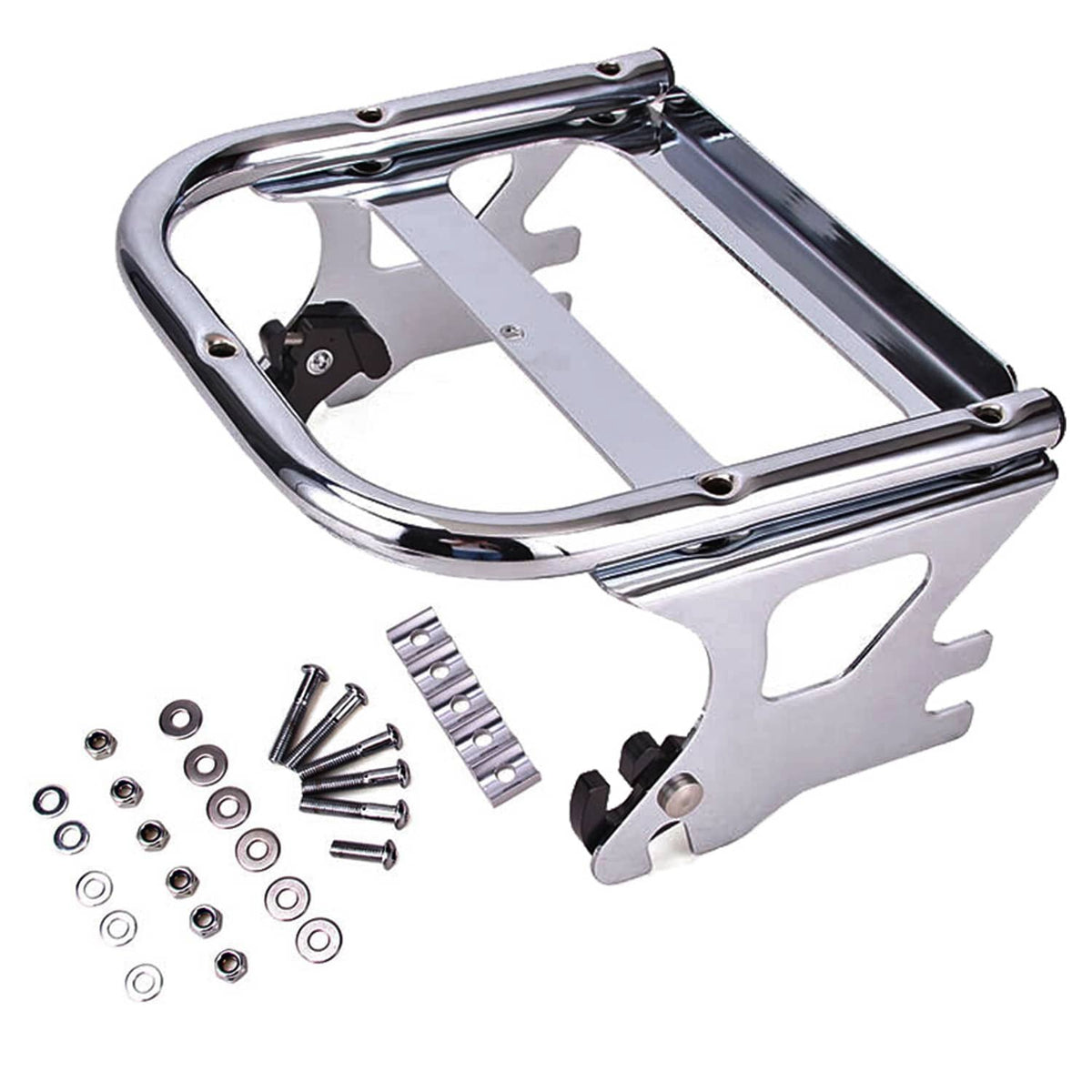 RivetOak Chrome Luggage Rack+Docking Hardware Kit For Harley Touring FLTR FLHR 1997- 2008