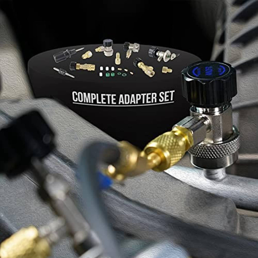 HVAC adapter set with chrome connector and brass fittings plus small adapter pieces