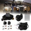 ATV turn signal horn kit with amber horn, control switches, wiring, and 4 amber lights