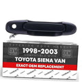 Exterior front driver door handle replacement, black with keyhole opening and mounting pins