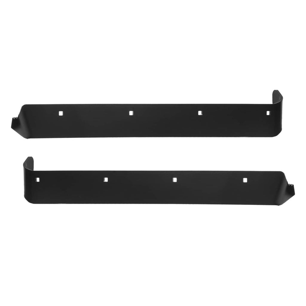 Pair of black snow plow cutting edge blades with rectangular mounting holes