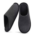 Men's black waffle-knit slip-on scuff slippers with padded interior lining