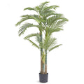 6.5 ft artificial golden cane palm tree with green fronds in black pot