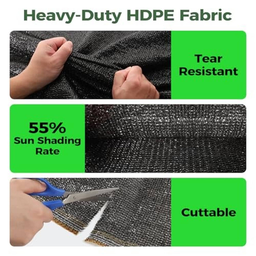 55% sun shading HDPE mesh fabric, dark gray, cuttable for custom panels