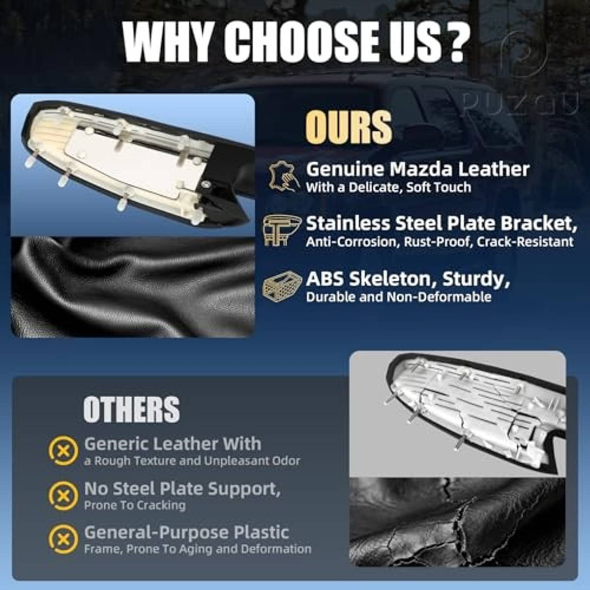 Armrest repair kit materials comparison with genuine leather and steel bracket