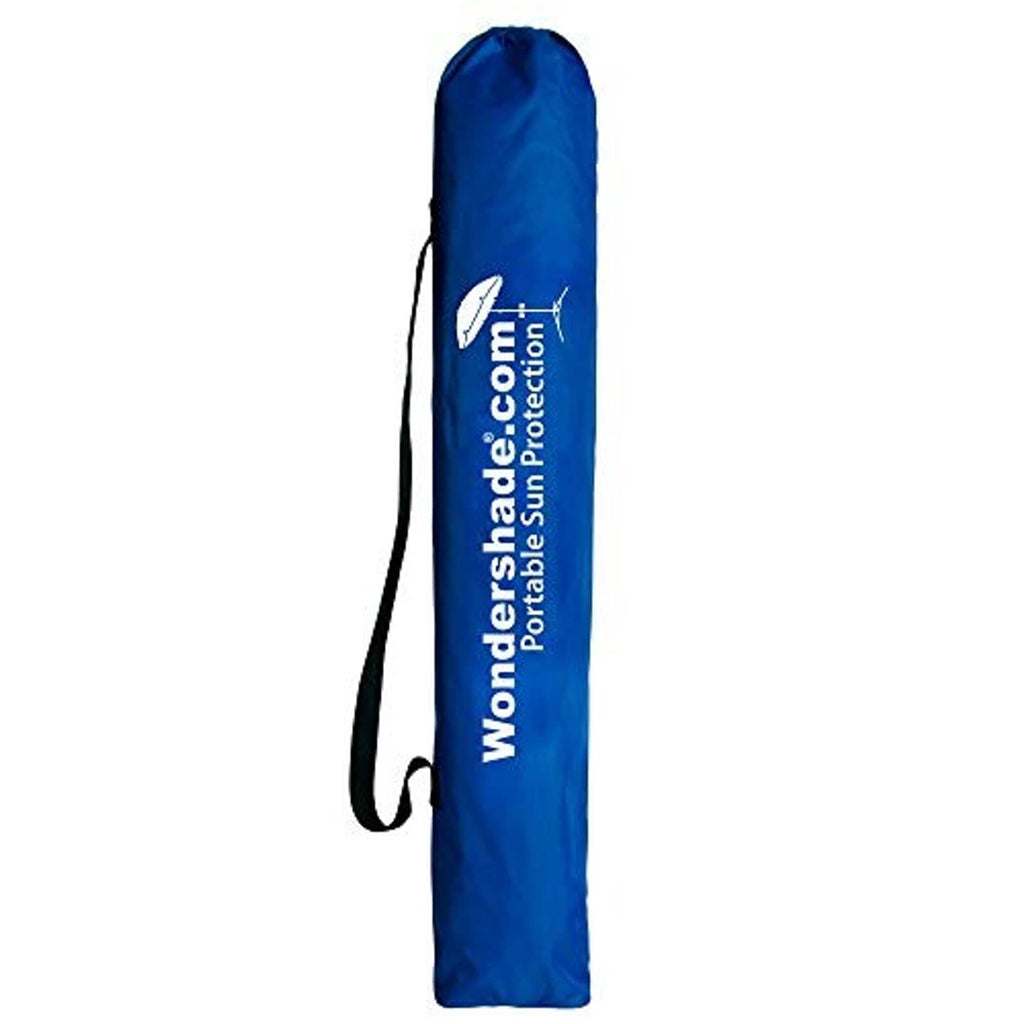 Blue storage bag for Wondershade.com portable sun protection umbrella