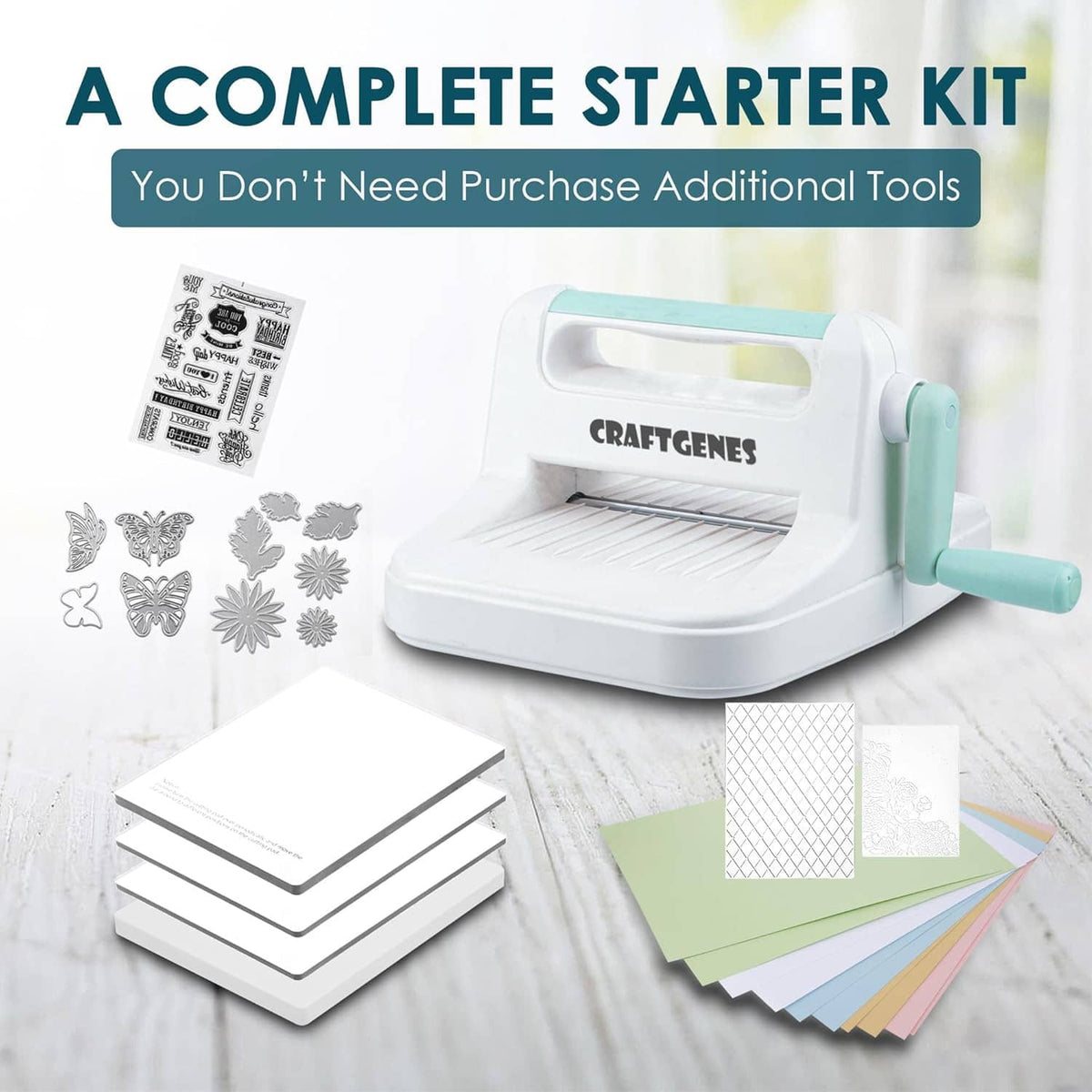 CRAFTGENES starter kit die cutting and embossing machine with paper and embossing folder