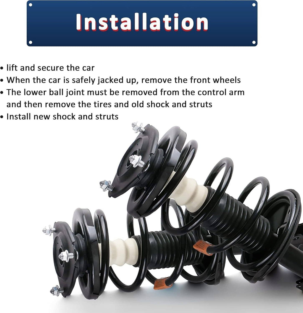 Shock and strut assembly illustration with black coil springs for replacement