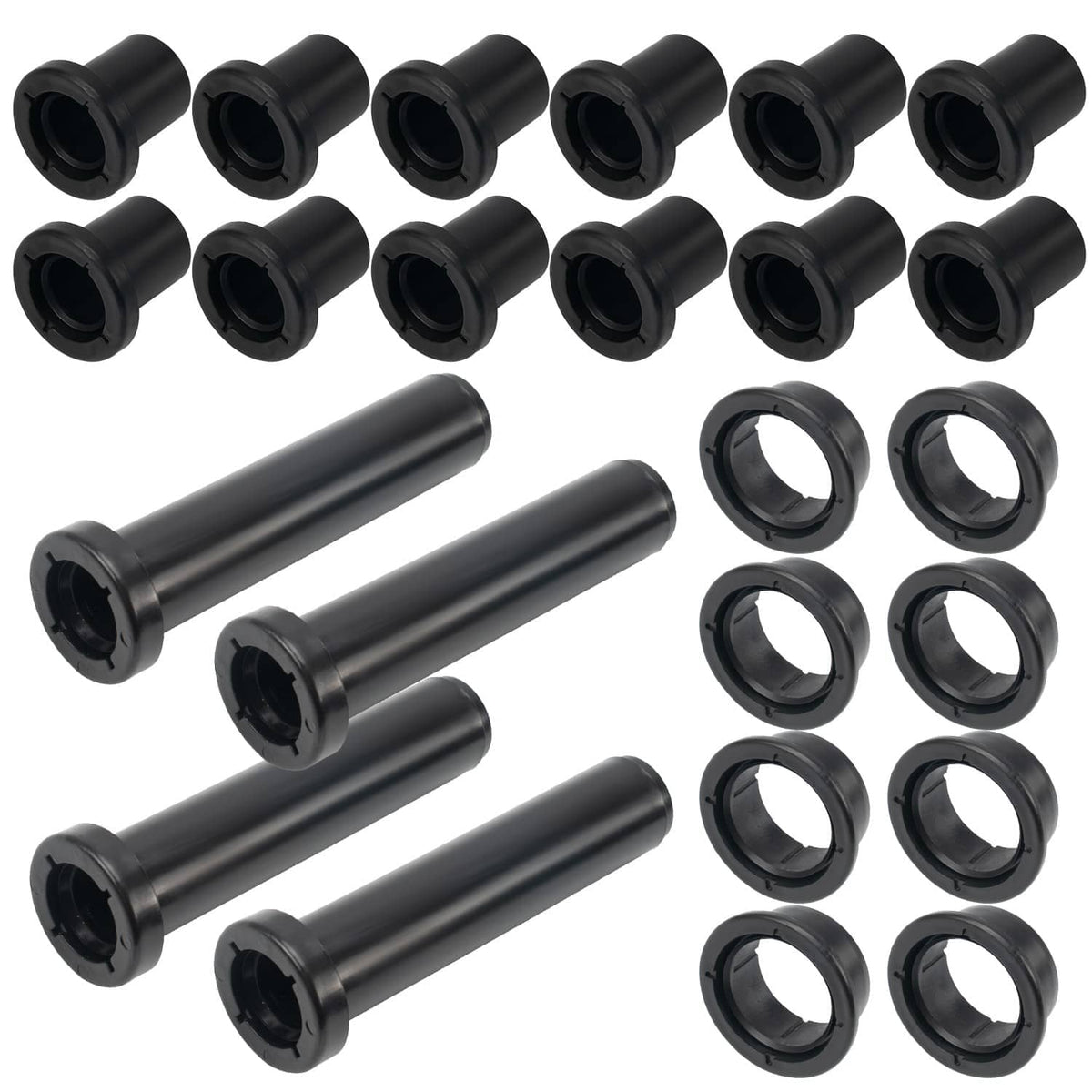 Rear A-arm bushing kit black bushings and sleeves with black shafts and rings