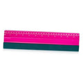Pink 12-inch squeegee with dark green felt edge and built-in ruler