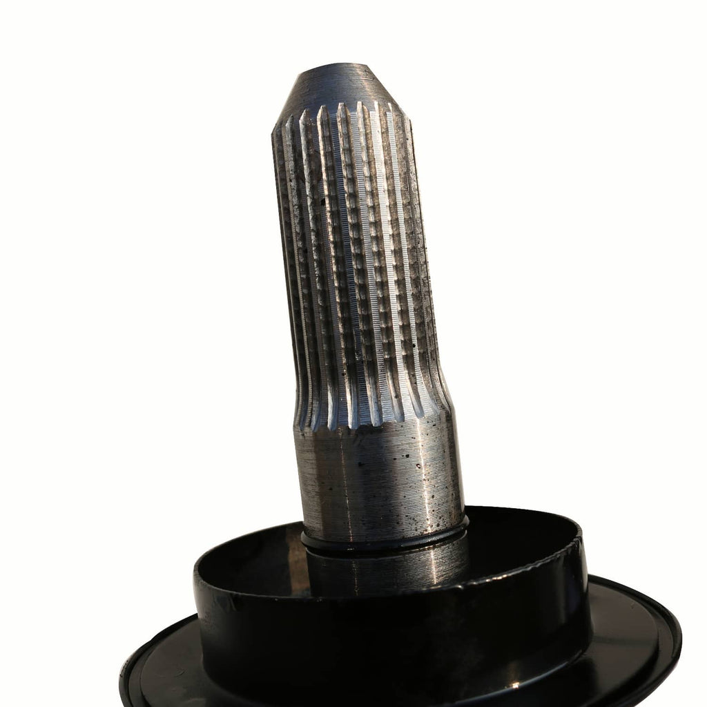 Front drive shaft splined steel end with black circular seal housing
