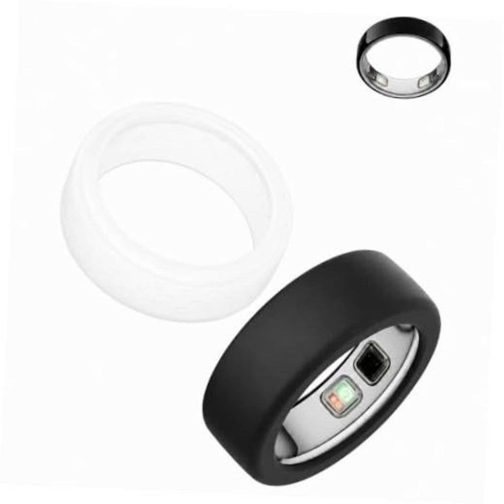 Oura Ring 5 silicone protector 2 pack: clear and black sleeves with sensor window