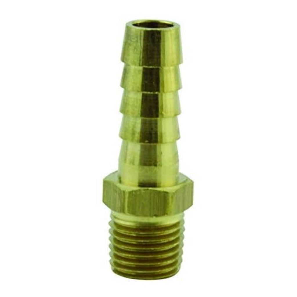 Brass hose end fitting with male threads, olive green finish, 1/4" MNPT x 3/8" ID