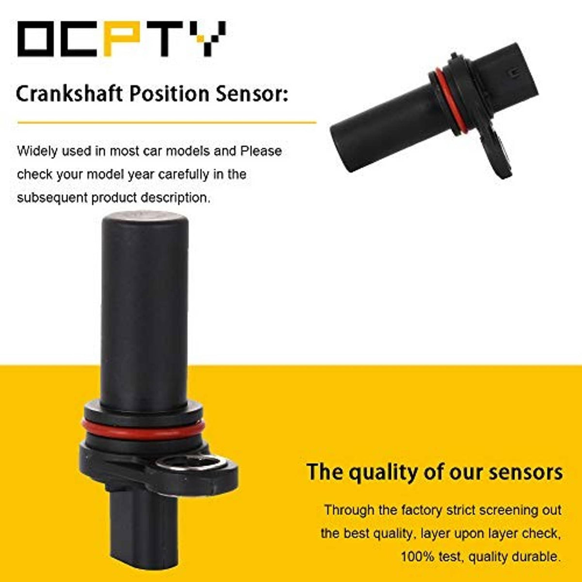 Crankshaft position sensor with two-prong electrical connector and black sensor tube