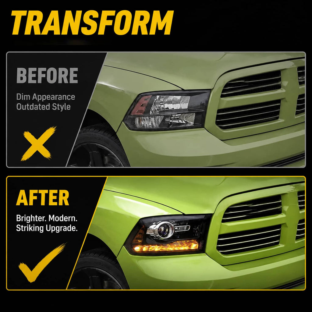 Projector headlight with amber LED turn signal and bright DRL light
