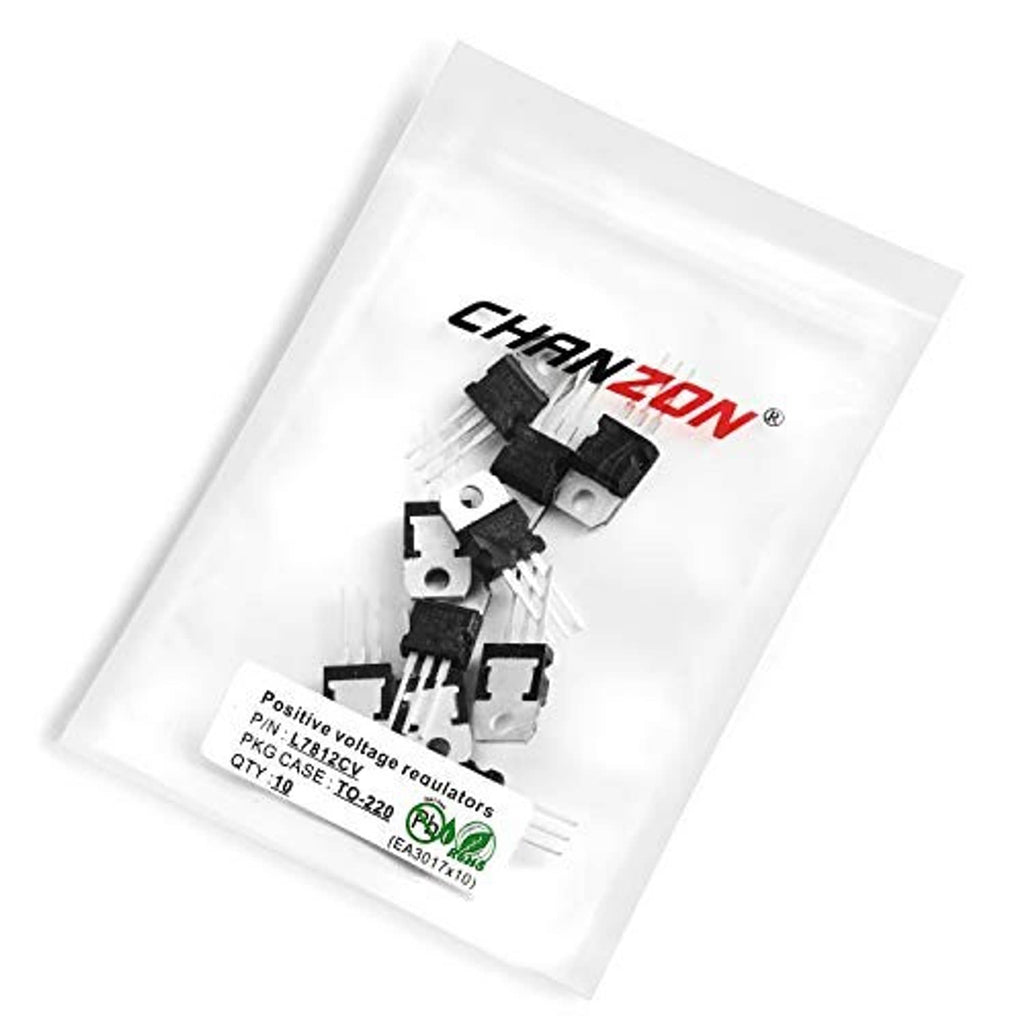TO-220 L7812CV fixed 12V regulator ICs pack, labeled bag with one IC and pins
