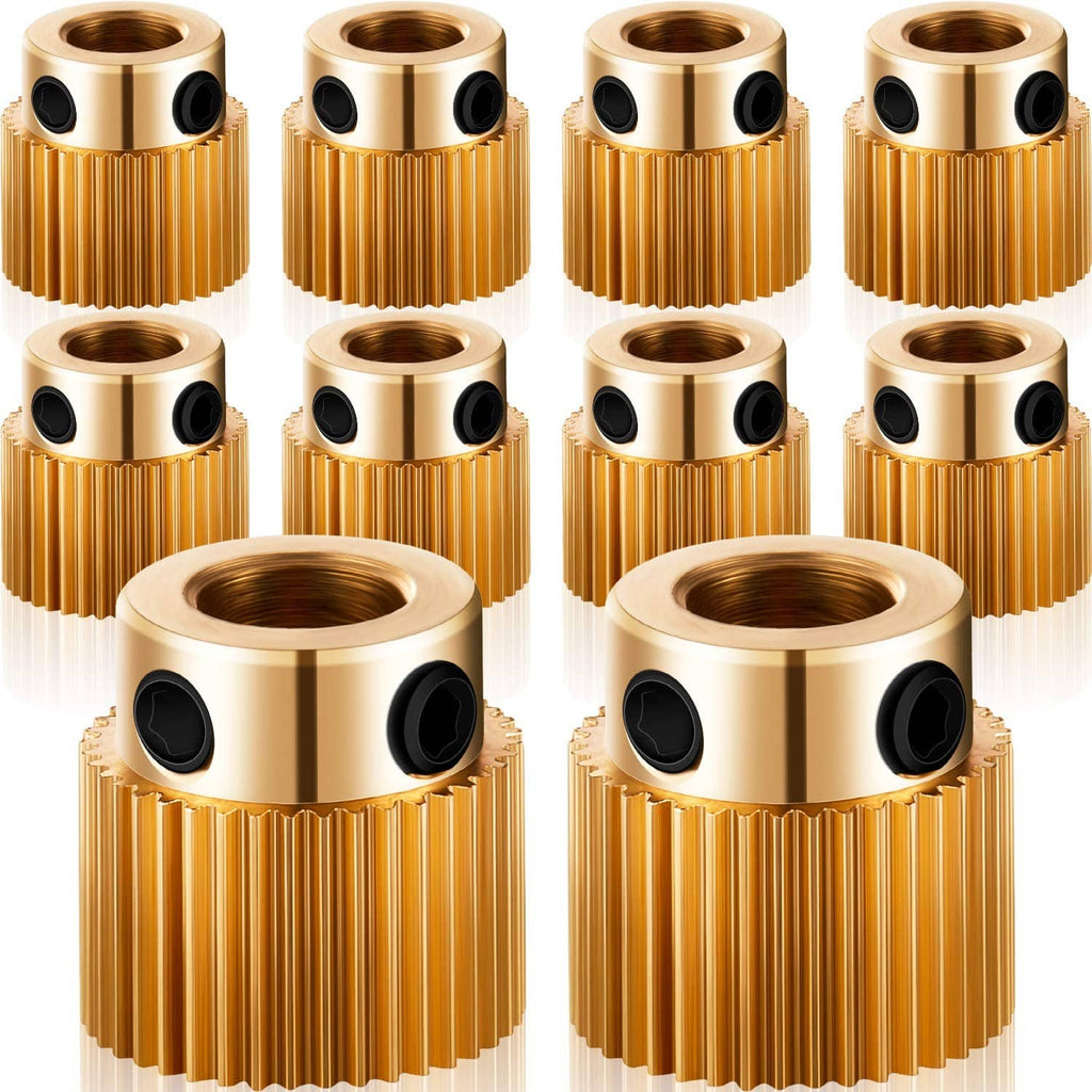 Brass extruder drive wheel set, ribbed cylinder body with black side inserts