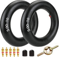 Pair of black inner tubes with red-tipped valve stems for 3.00-10 tires