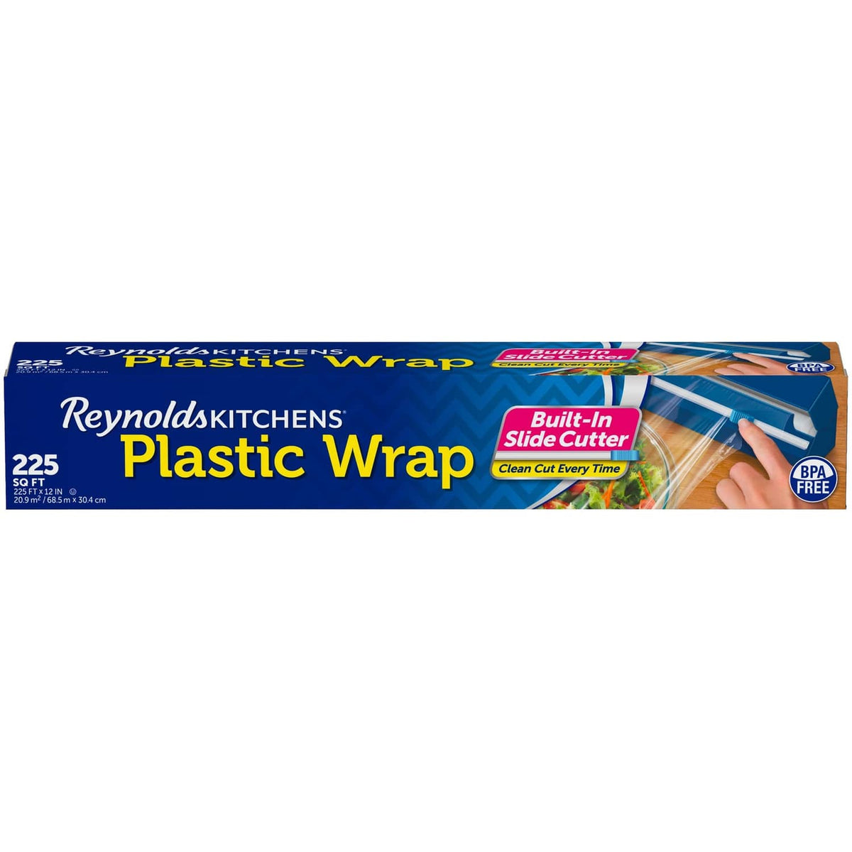 Reynolds Kitchens plastic wrap box with built-in slide cutter, 225 sq ft